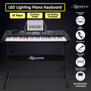 Karrera 61 Keys Electronic LED Keyboard Piano with Stand - Black V240-EKB-CHJ-61-BK-LED