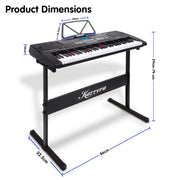 Karrera 61 Keys Electronic LED Keyboard Piano with Stand - Black V240-EKB-CHJ-61-BK-LED