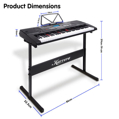 Karrera 61 Keys Electronic LED Keyboard Piano with Stand - Black V240-EKB-CHJ-61-BK-LED