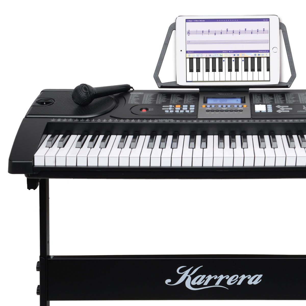 Karrera 61 Keys Electronic LED Keyboard Piano with Stand - Black V240-EKB-CHJ-61-BK-LED