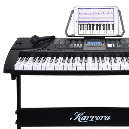 Karrera 61 Keys Electronic LED Keyboard Piano with Stand - Black V240-EKB-CHJ-61-BK-LED