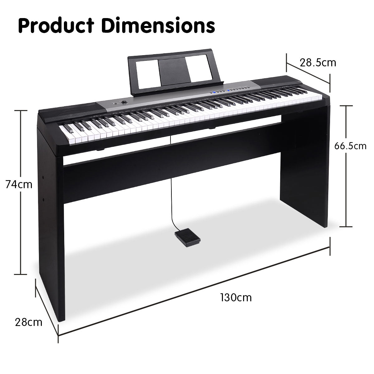 Karrera 88 Keys Electronic Keyboard Piano with Stand Black V240-EKB-CHJ-88-BK