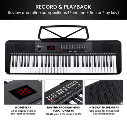 Karrera 61-Key Electronic Piano Keyboard with LED and Folding Stand in Black CHJ-SD1 V240-EKB-CHJ-SD1-BK