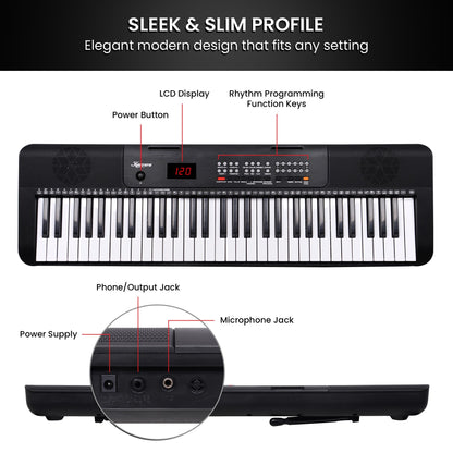 Karrera 61-Key Electronic Piano Keyboard with LED and Folding Stand in Black CHJ-SD1 V240-EKB-CHJ-SD1-BK