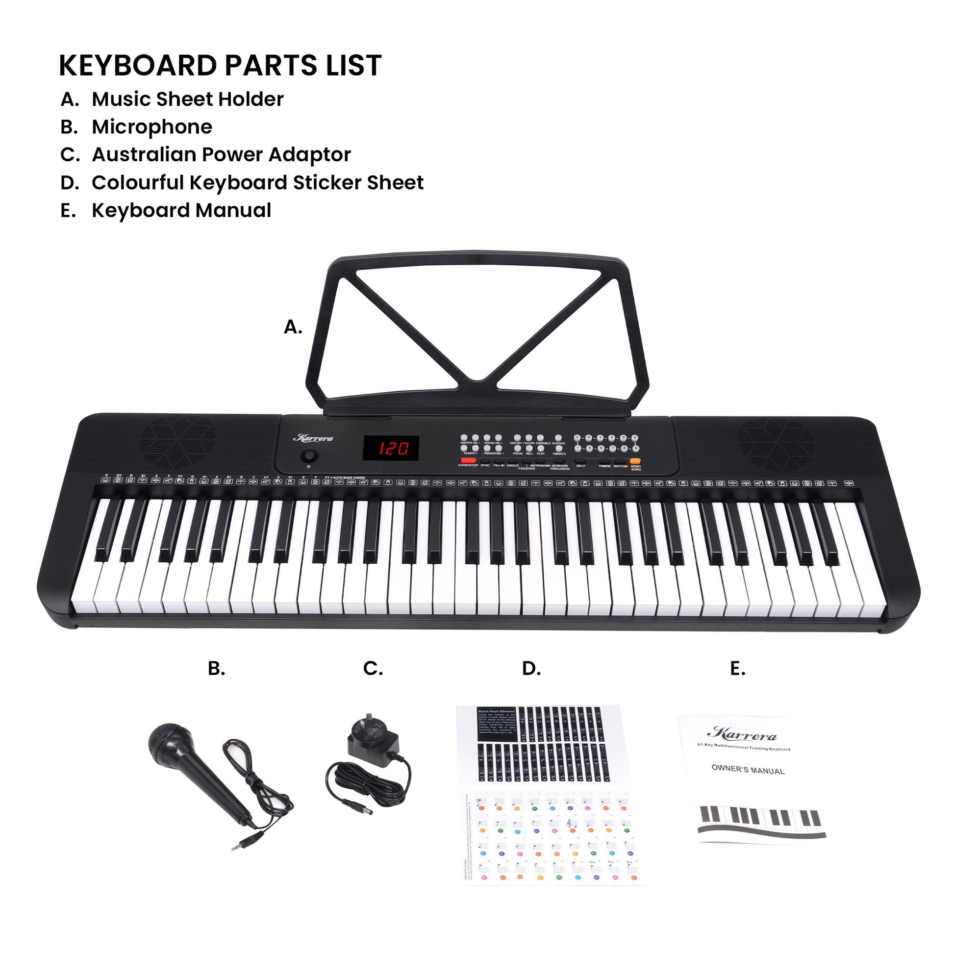 Karrera 61-Key Electronic Piano Keyboard with LED and Folding Stand in Black CHJ-SD1 V240-EKB-CHJ-SD1-BK