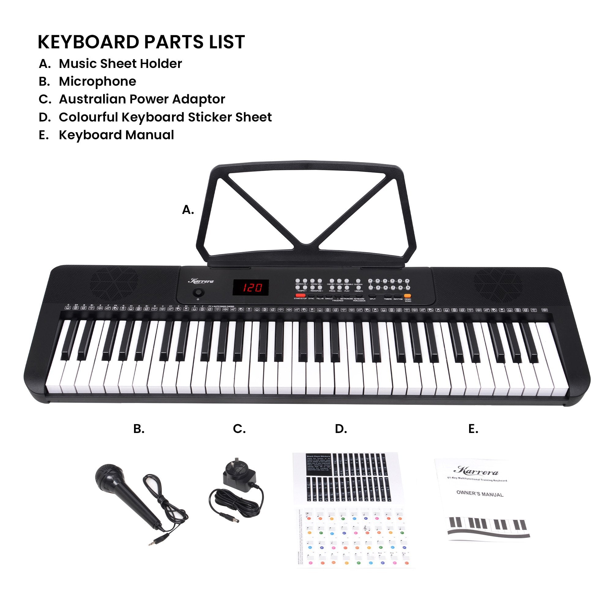 Karrera 61-Key Electronic Piano Keyboard with LED and Folding Stand in Black CHJ-SD1 V240-EKB-CHJ-SD1-BK