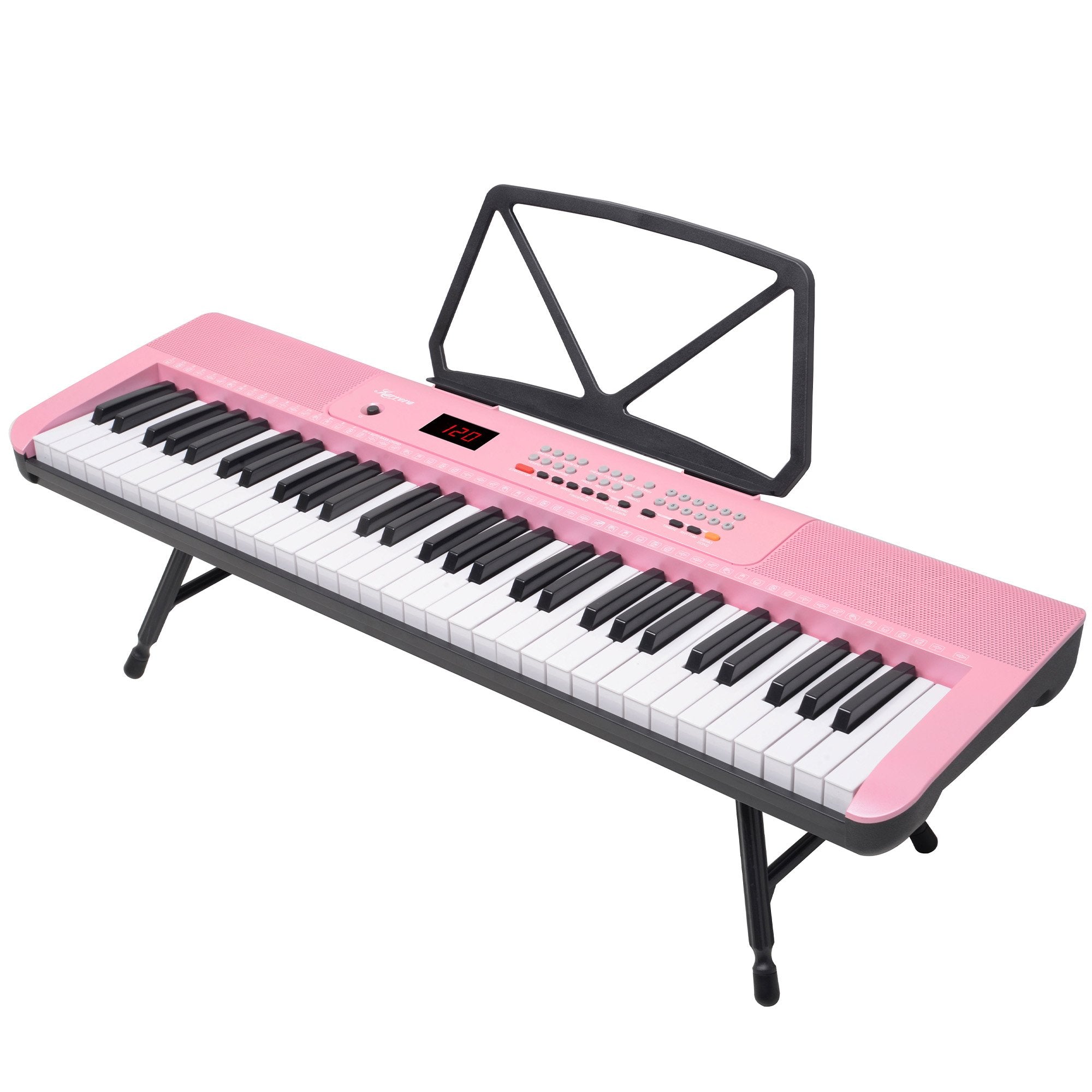 Karrera 61-Key Electronic Piano Keyboard with LED and Folding Stand in Pink CHJ-SD1 V240-EKB-CHJ-SD1-PK