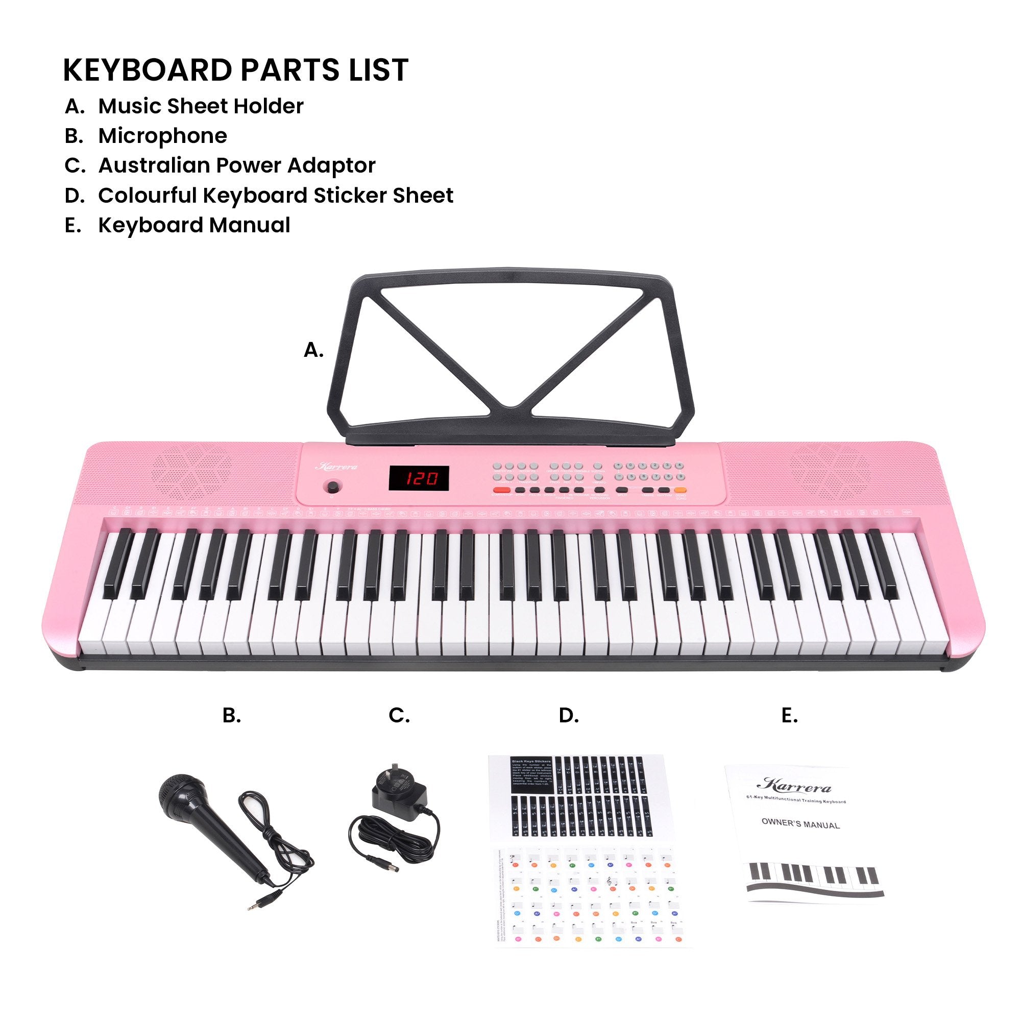 Karrera 61-Key Electronic Piano Keyboard with LED and Folding Stand in Pink CHJ-SD1 V240-EKB-CHJ-SD1-PK