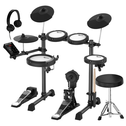Karrera 18S Electronic Drum Kit Mesh Pads 8in Snare Bluetooth Sounds USB/MIDI Output Kick Pedals Drum Coach & V240-ELE-DRM-18S