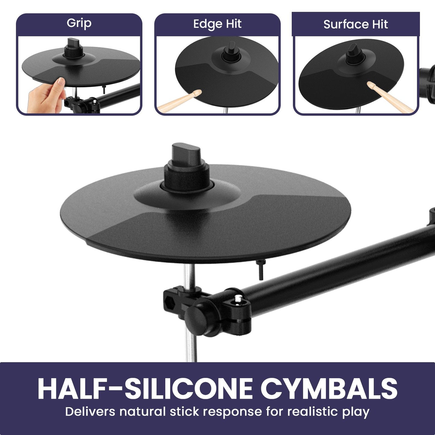 Karrera 18S Electronic Drum Kit Mesh Pads 8in Snare Bluetooth Sounds USB/MIDI Output Kick Pedals Drum Coach & V240-ELE-DRM-18S