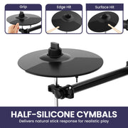Karrera 18S Electronic Drum Kit Mesh Pads 8in Snare Bluetooth Sounds USB/MIDI Output Kick Pedals Drum Coach & V240-ELE-DRM-18S