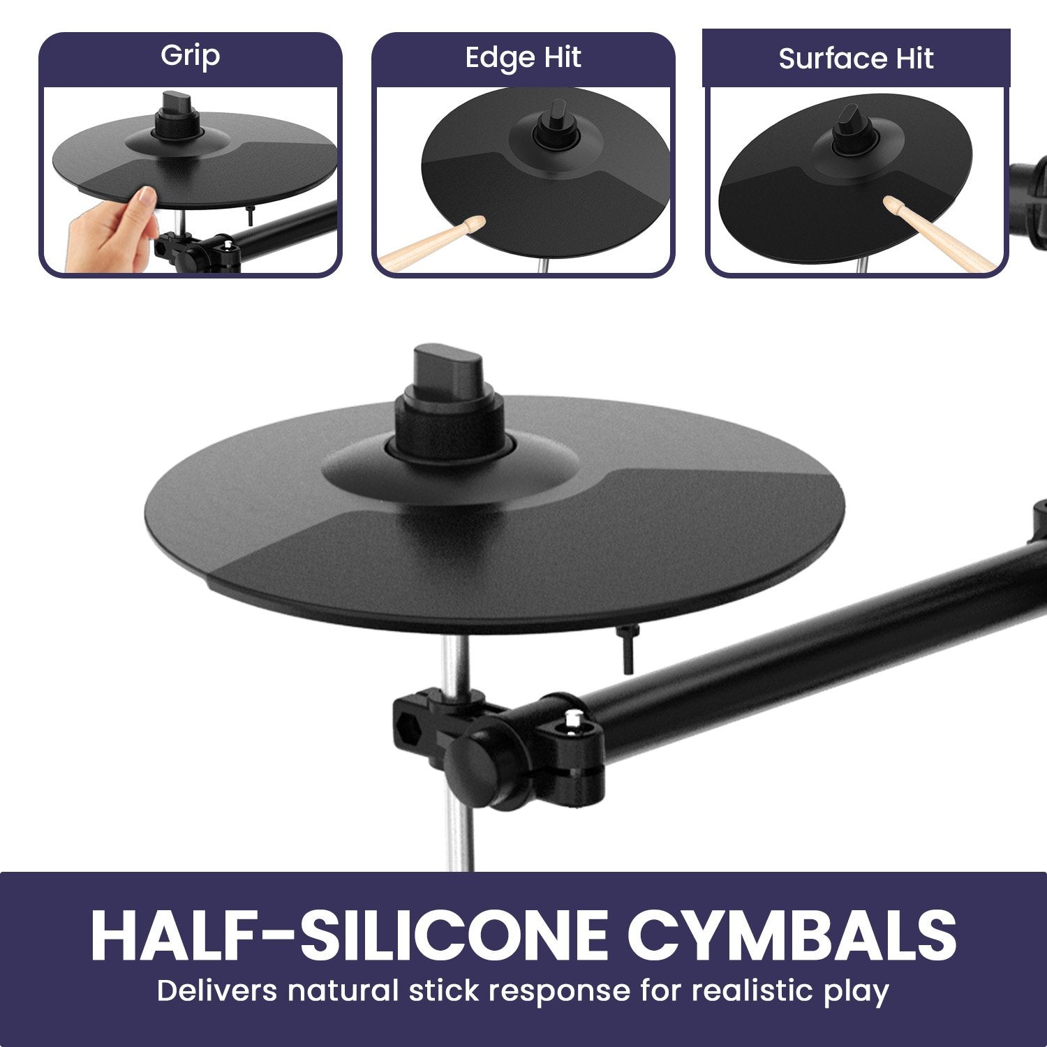 Karrera 18S Electronic Drum Kit Mesh Pads 8in Snare Bluetooth Sounds USB/MIDI Output Kick Pedals Drum Coach & V240-ELE-DRM-18S