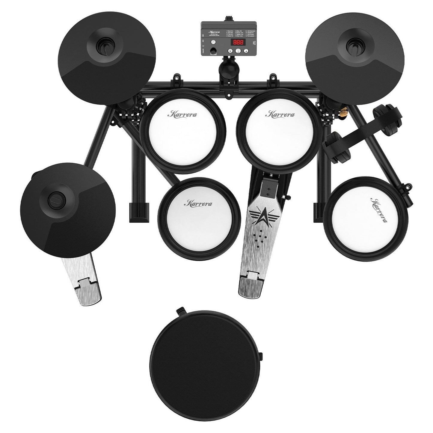 Karrera TDX-16 Electronic Drum Kit with LCD, Toms, Snares Quiet Mesh Pads & Pedals, Adjustable Stool, V240-ELE-DRM-5PC