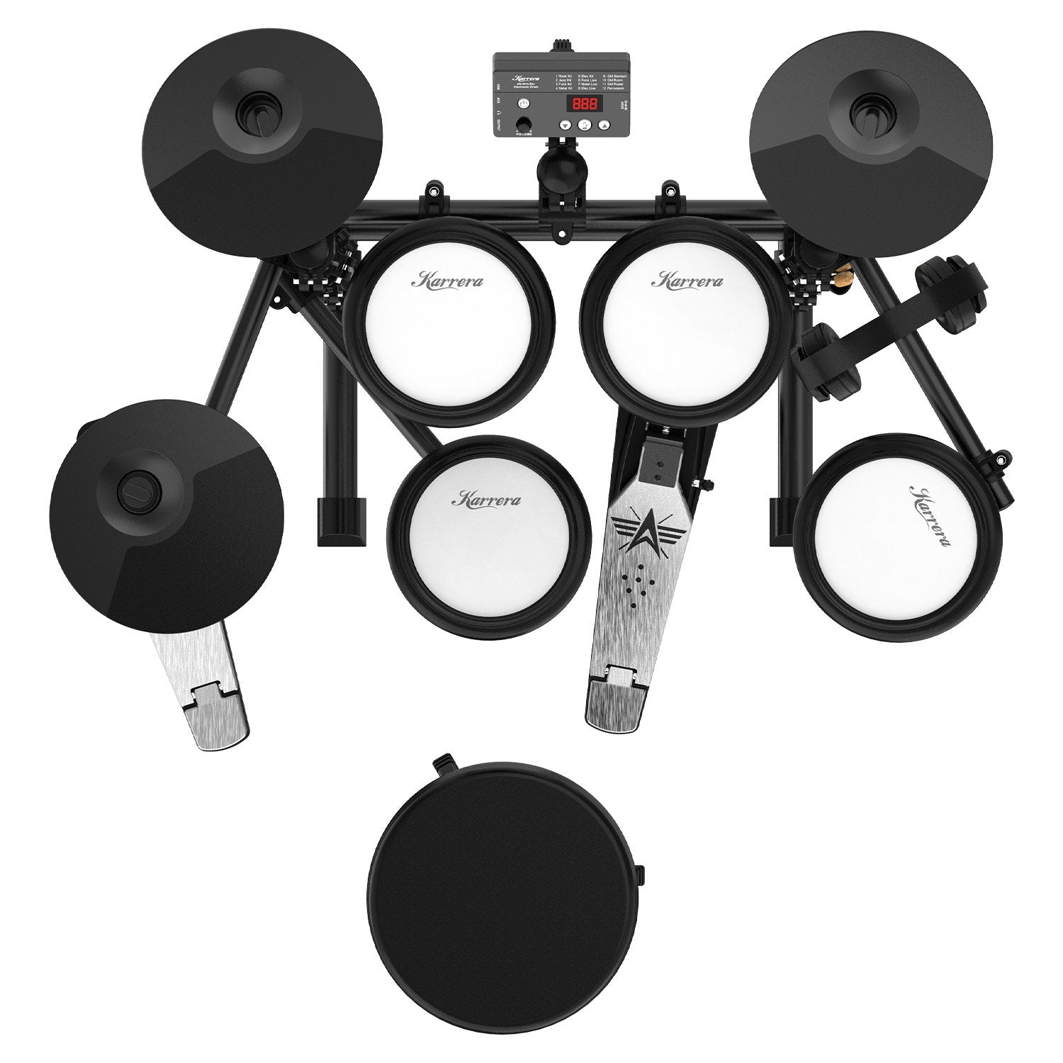Karrera TDX-16 Electronic Drum Kit with LCD, Toms, Snares Quiet Mesh Pads & Pedals, Adjustable Stool, V240-ELE-DRM-5PC