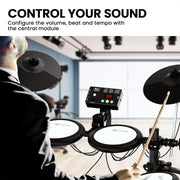 Karrera TDX-16 Electronic Drum Kit with LCD, Toms, Snares Quiet Mesh Pads & Pedals, Adjustable Stool, V240-ELE-DRM-5PC