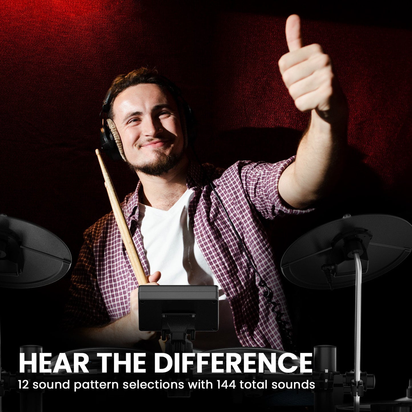 Karrera TDX-16 Electronic Drum Kit with LCD, Toms, Snares Quiet Mesh Pads & Pedals, Adjustable Stool, V240-ELE-DRM-5PC