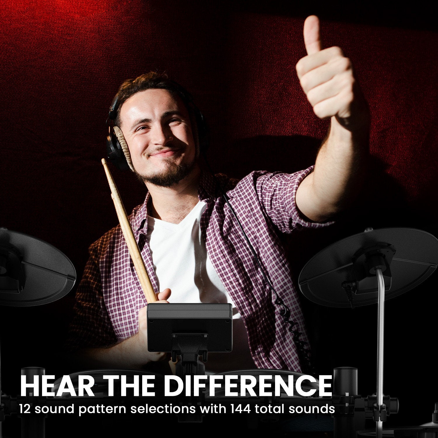 Karrera TDX-16 Electronic Drum Kit with LCD, Toms, Snares Quiet Mesh Pads & Pedals, Adjustable Stool, V240-ELE-DRM-5PC