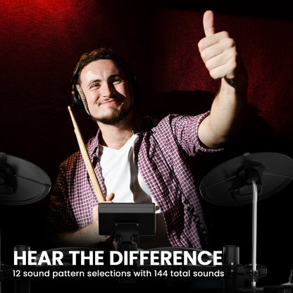 Karrera TDX-16 Electronic Drum Kit with LCD, Toms, Snares Quiet Mesh Pads & Pedals, Adjustable Stool, V240-ELE-DRM-5PC