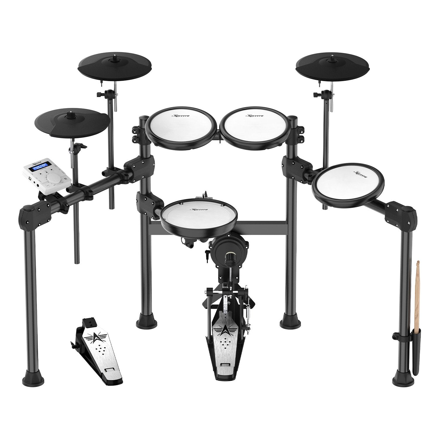 Karrera X23 Electronic Drum Kit with Sound Module, 3 Toms, Snare Quiet Mesh Drum Heads, Cymbals & Pedal V240-ELE-DRM-X23