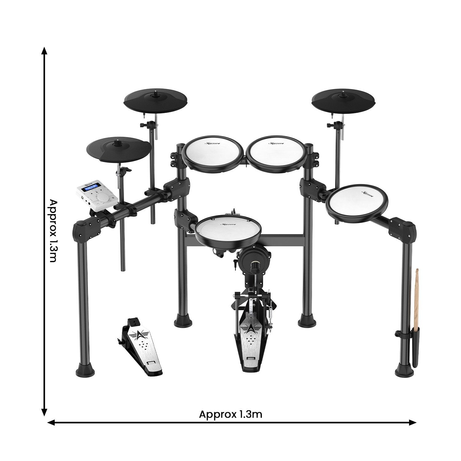 Karrera X23 Electronic Drum Kit with Sound Module, 3 Toms, Snare Quiet Mesh Drum Heads, Cymbals & Pedal V240-ELE-DRM-X23