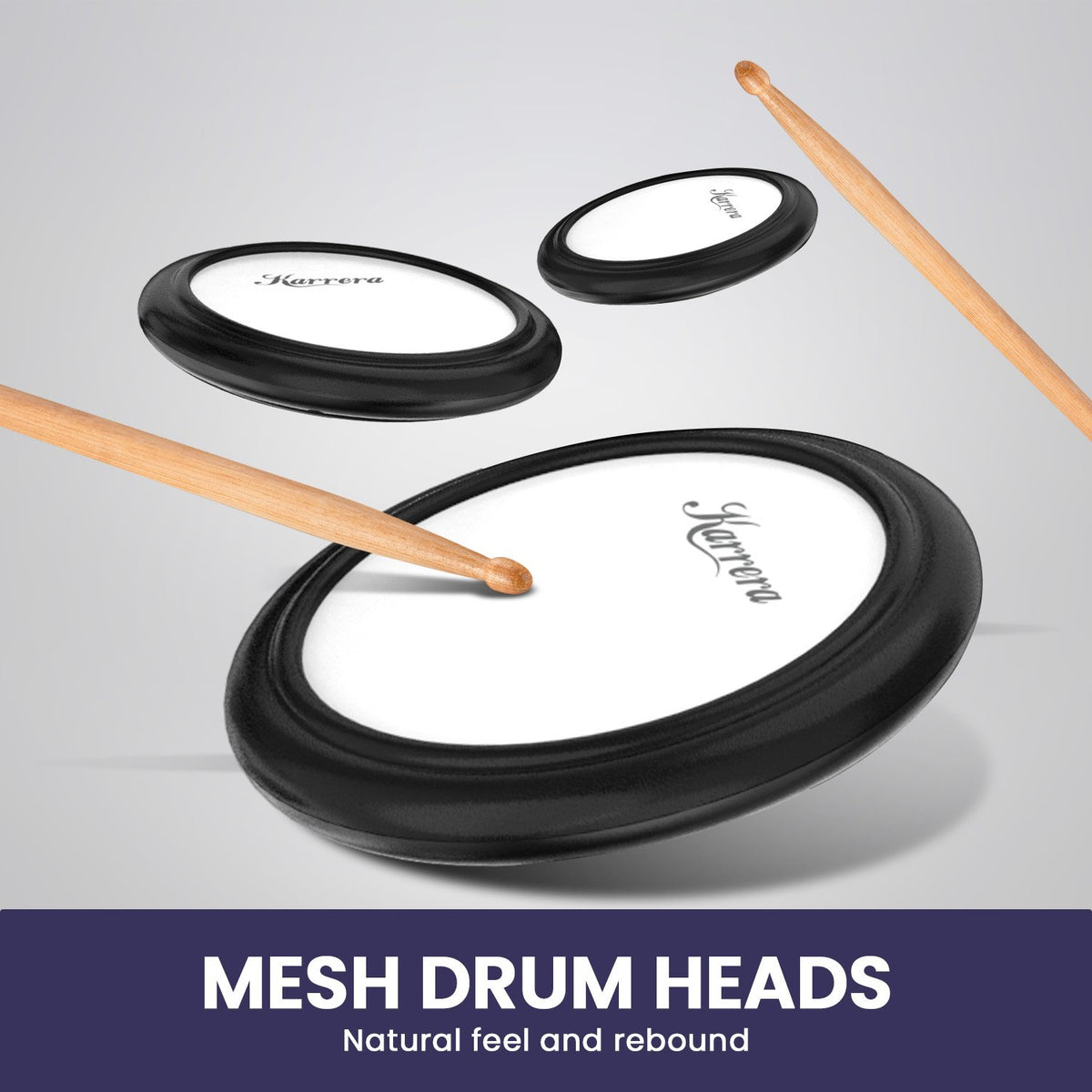 Karrera X23 Electronic Drum Kit with Sound Module, 3 Toms, Snare Quiet Mesh Drum Heads, Cymbals & Pedal V240-ELE-DRM-X23