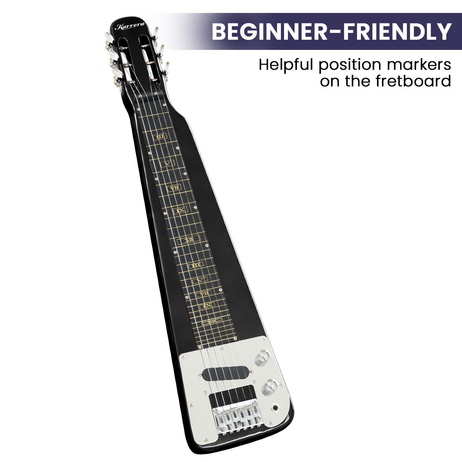 Karrera 29in 6-String Lap Steel Hawaiian Guitar - Black V240-ELE-LAP-6S-BK