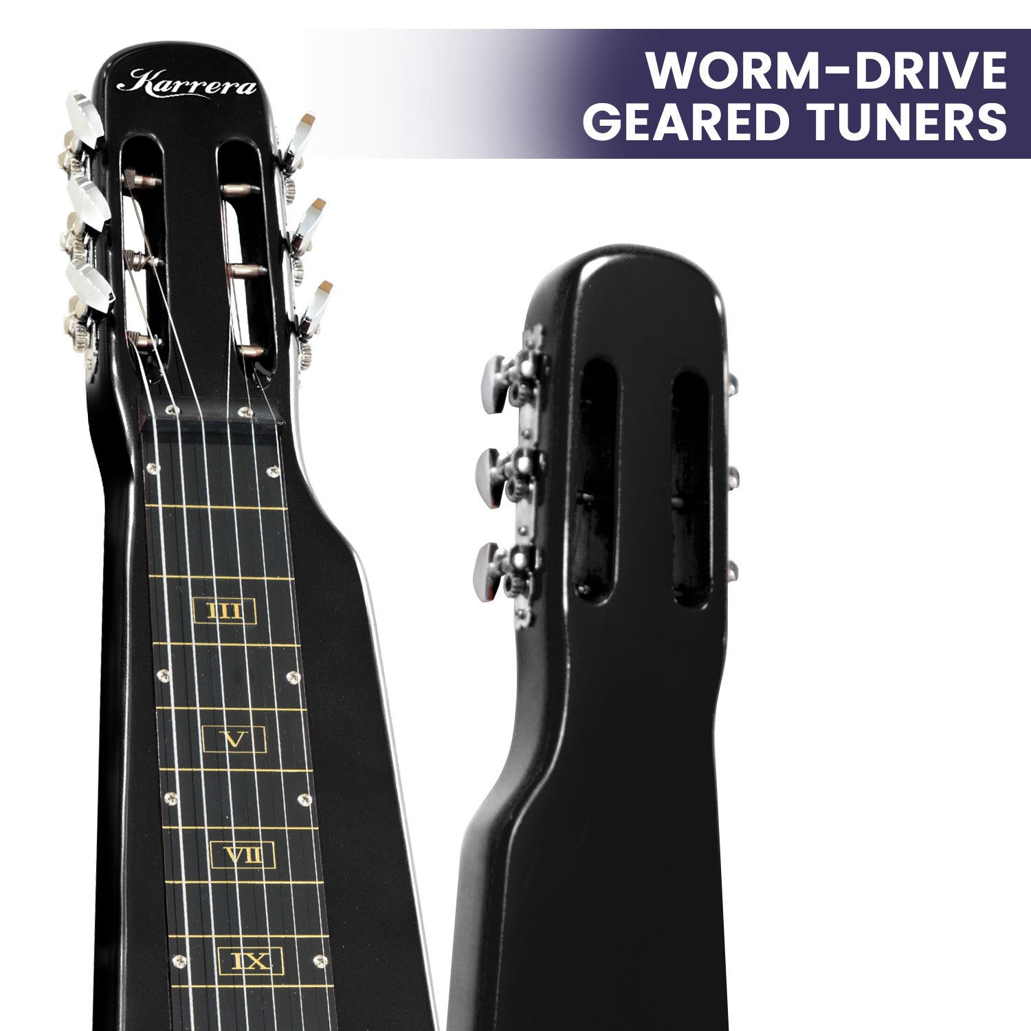 Karrera 29in 6-String Lap Steel Hawaiian Guitar - Black V240-ELE-LAP-6S-BK