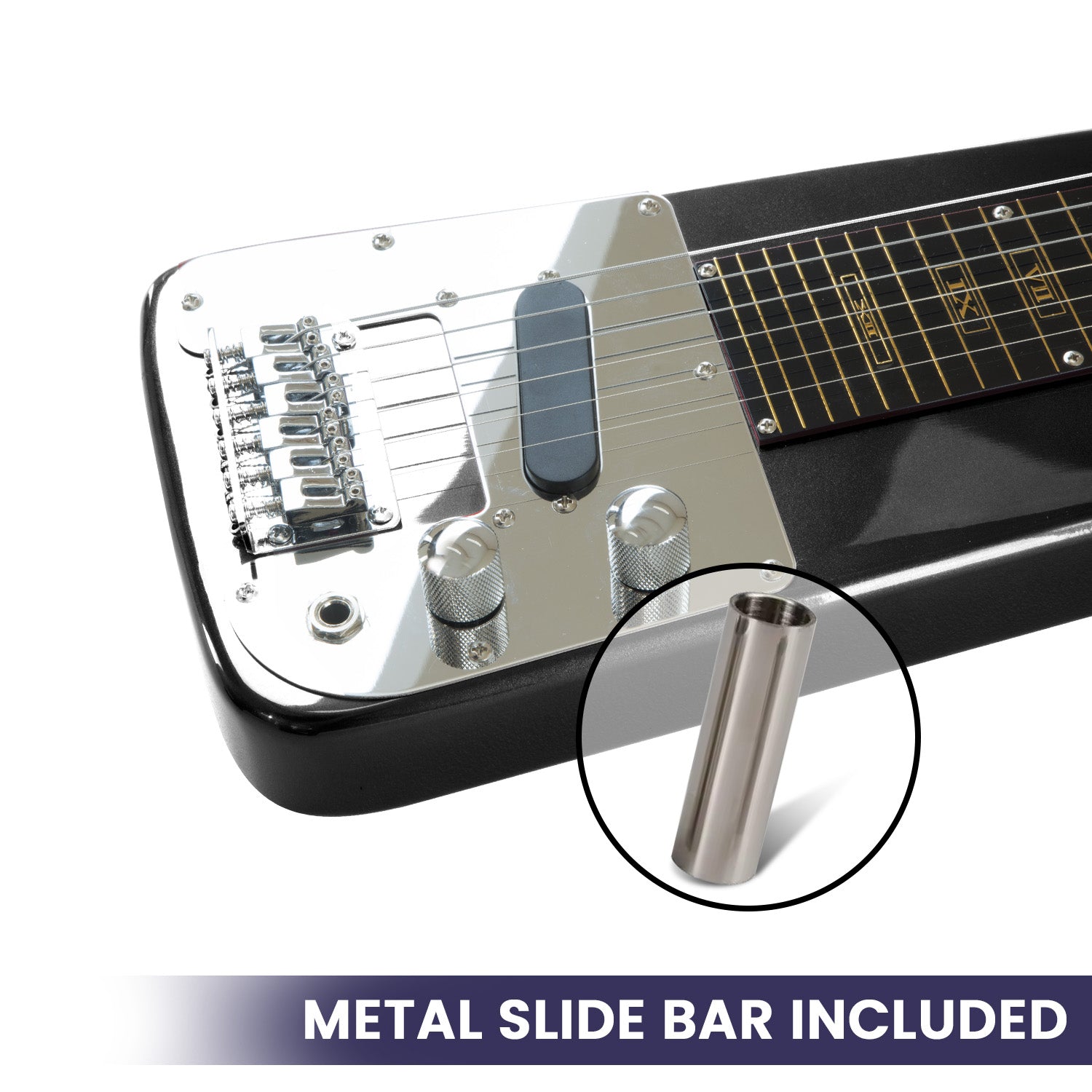 Karrera 29in 6-String Lap Steel Hawaiian Guitar - Black V240-ELE-LAP-6S-BK