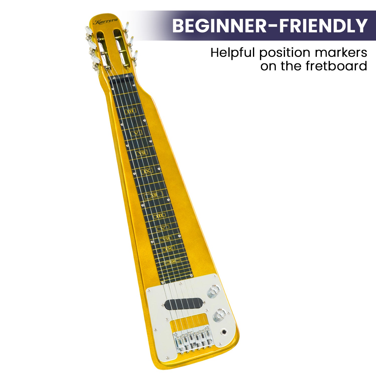 Karrera 29in 6-String Lap Steel Hawaiian Guitar - Metallic Gold V240-ELE-LAP-6S-OR