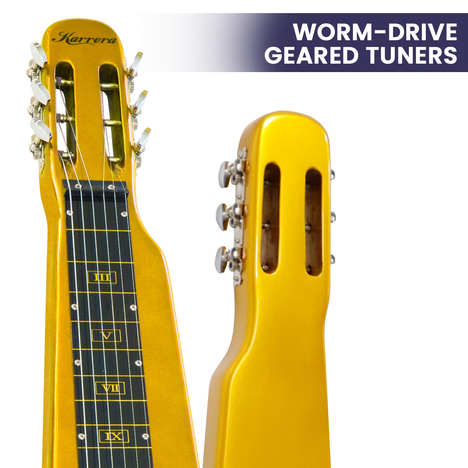Karrera 29in 6-String Lap Steel Hawaiian Guitar - Metallic Gold V240-ELE-LAP-6S-OR