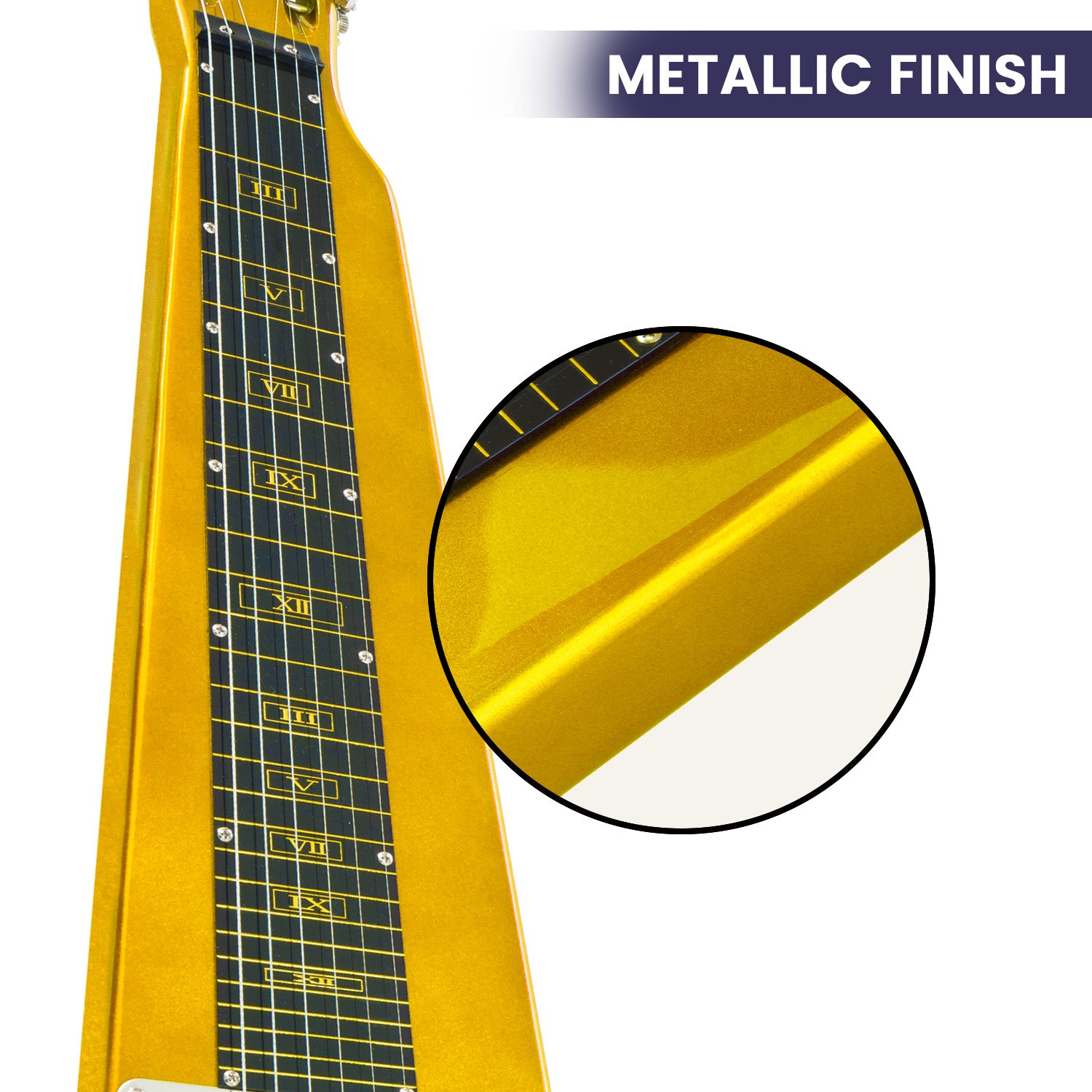 Karrera 29in 6-String Lap Steel Hawaiian Guitar - Metallic Gold V240-ELE-LAP-6S-OR