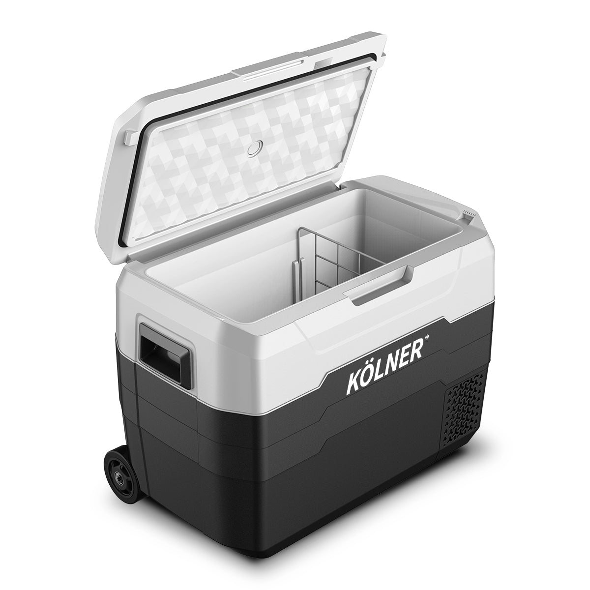 Kolner 40l Fridge Freezer Cooler 12/24/240v Camping Portable Esky Refrigerator With Trolley - Black V240-FDG-YGE-40L-TR