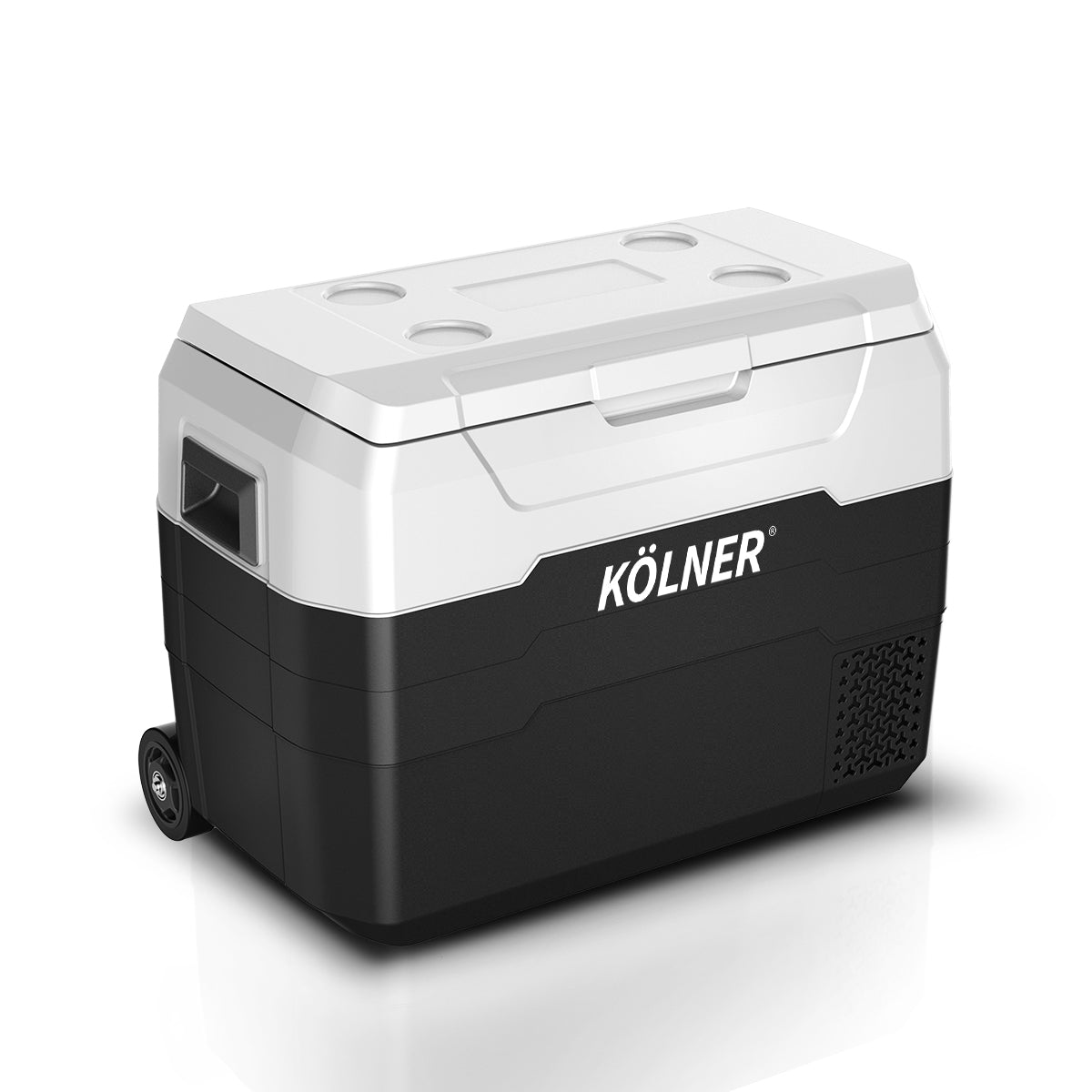 Kolner 40l Fridge Freezer Cooler 12/24/240v Camping Portable Esky Refrigerator With Trolley - Black V240-FDG-YGE-40L-TR