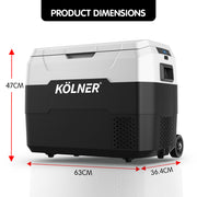 Kolner 40l Fridge Freezer Cooler 12/24/240v Camping Portable Esky Refrigerator With Trolley - Black V240-FDG-YGE-40L-TR