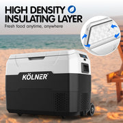 Kolner 40l Fridge Freezer Cooler 12/24/240v Camping Portable Esky Refrigerator With Trolley - Black V240-FDG-YGE-40L-TR