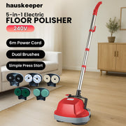 Klika Hauskeeper 5 in 1 Electric 240V Floor Polisher w/ 6M Power Cable Timber Hard Waxer Buffer Cleaner Red V240-FLOORWAX