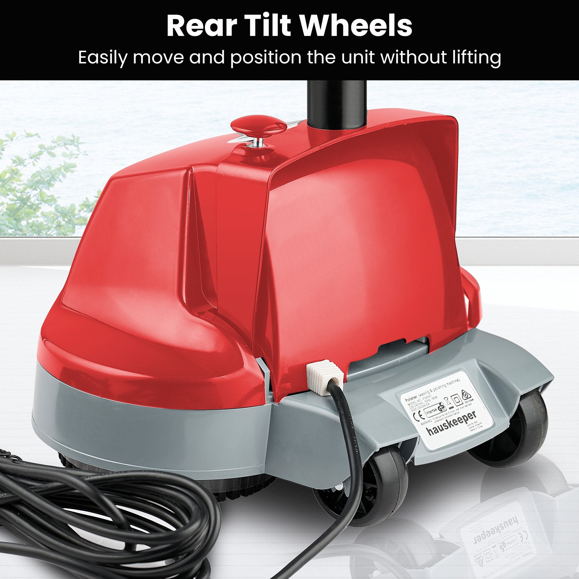 Klika Hauskeeper 5 in 1 Electric 240V Floor Polisher w/ 6M Power Cable Timber Hard Waxer Buffer Cleaner Red V240-FLOORWAX