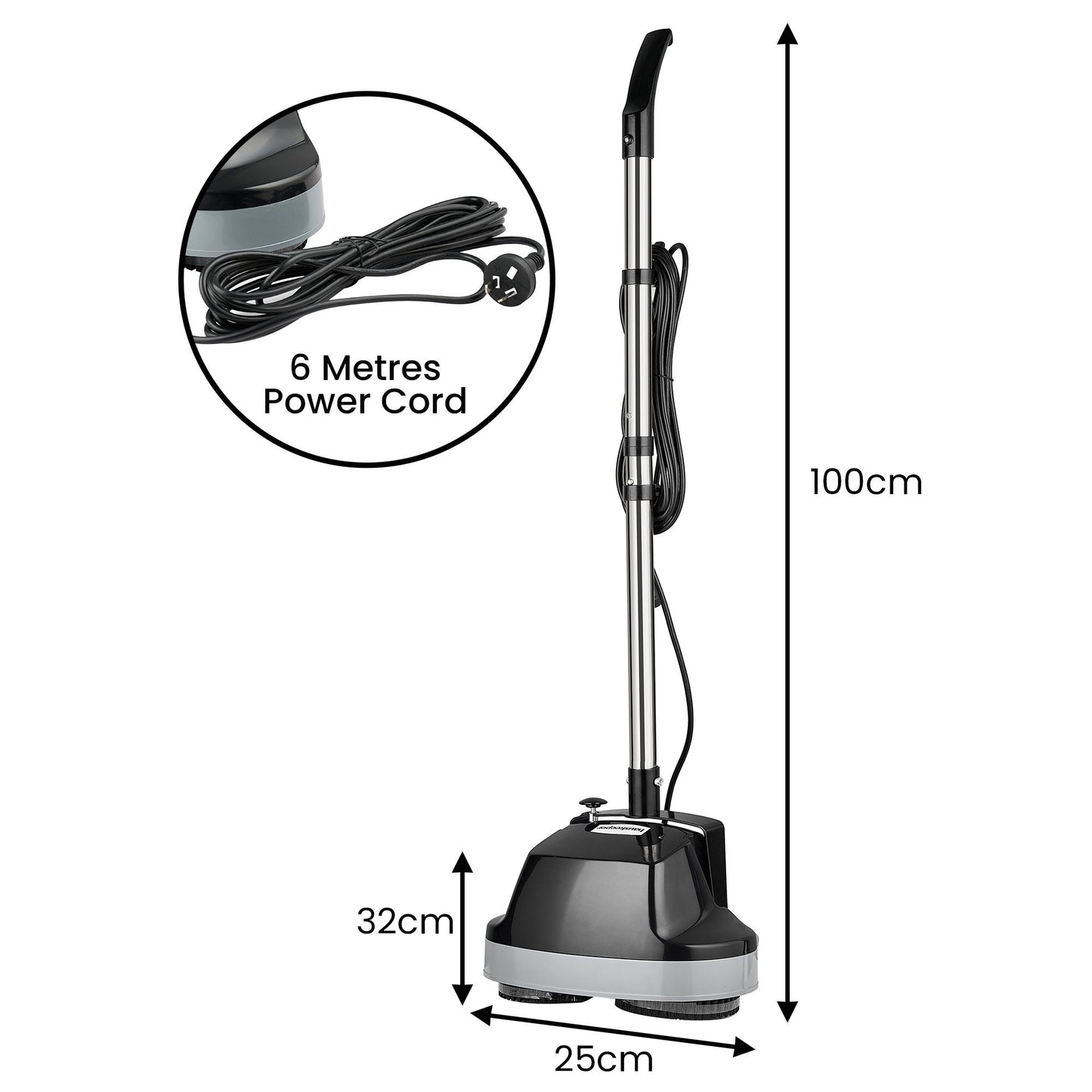 Kartrite Hauskeeper Gen2 5-in-1 Black Electric Floor Polisher Hard Waxer Buffer Scrubber Cleaner 240v With V240-FLR-POL-BK