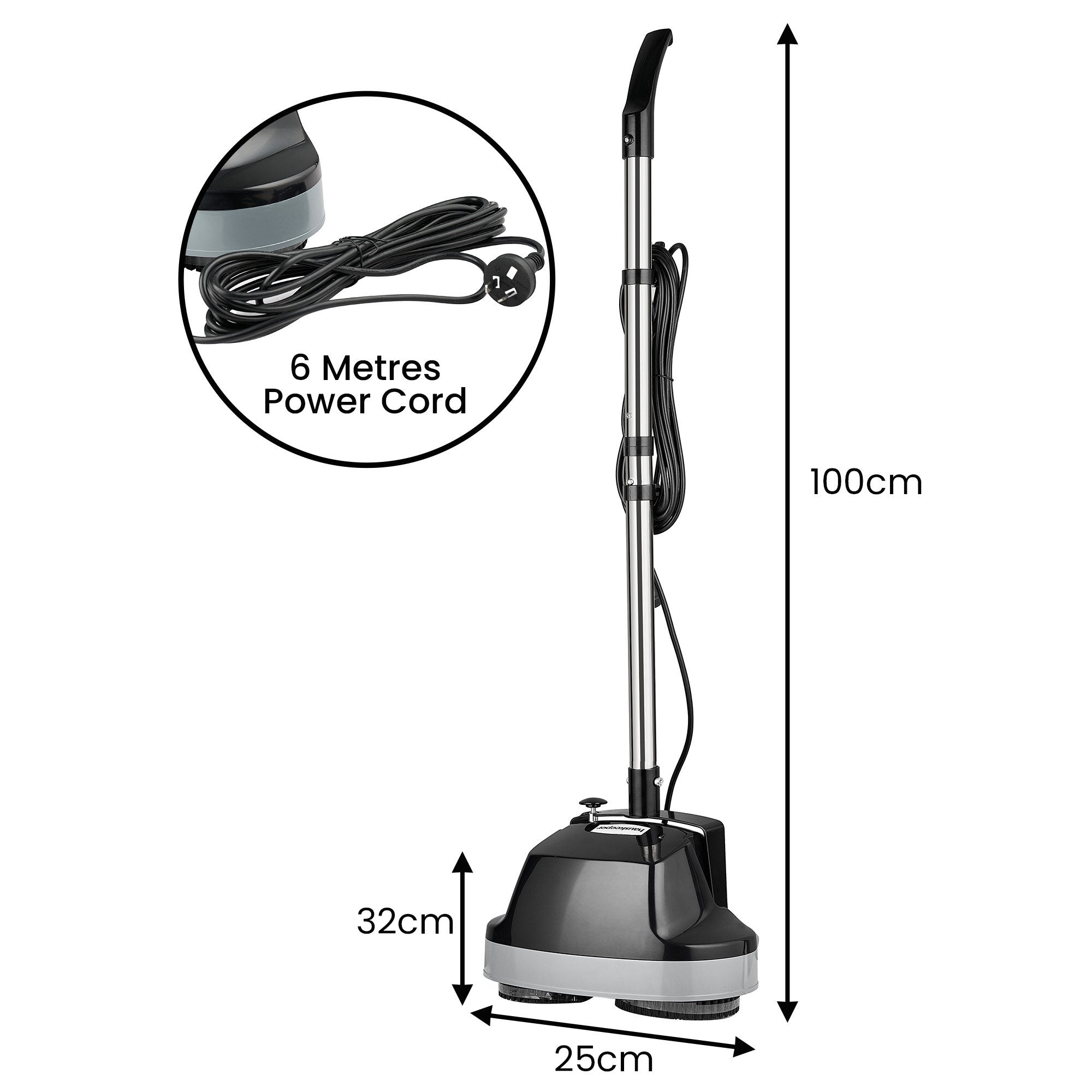 Kartrite Hauskeeper Gen2 5-in-1 Black Electric Floor Polisher Hard Waxer Buffer Scrubber Cleaner 240v With V240-FLR-POL-BK
