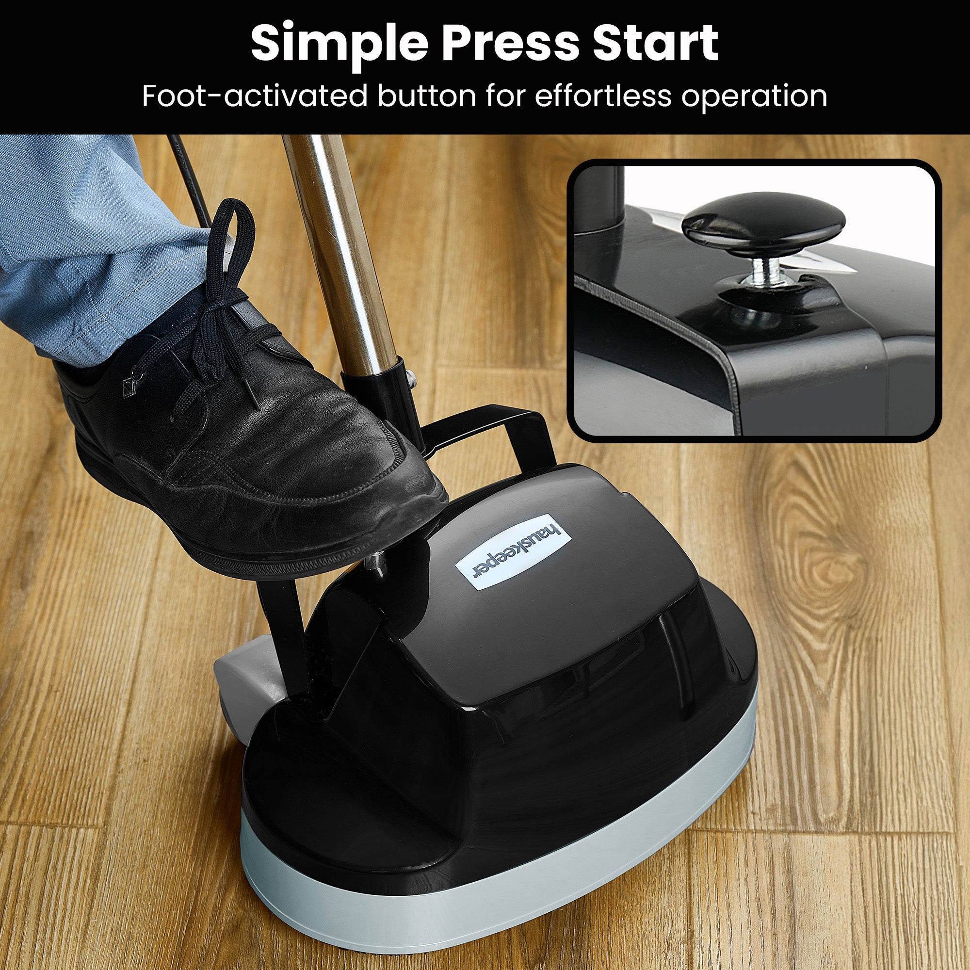 Kartrite Hauskeeper Gen2 5-in-1 Black Electric Floor Polisher Hard Waxer Buffer Scrubber Cleaner 240v With V240-FLR-POL-BK