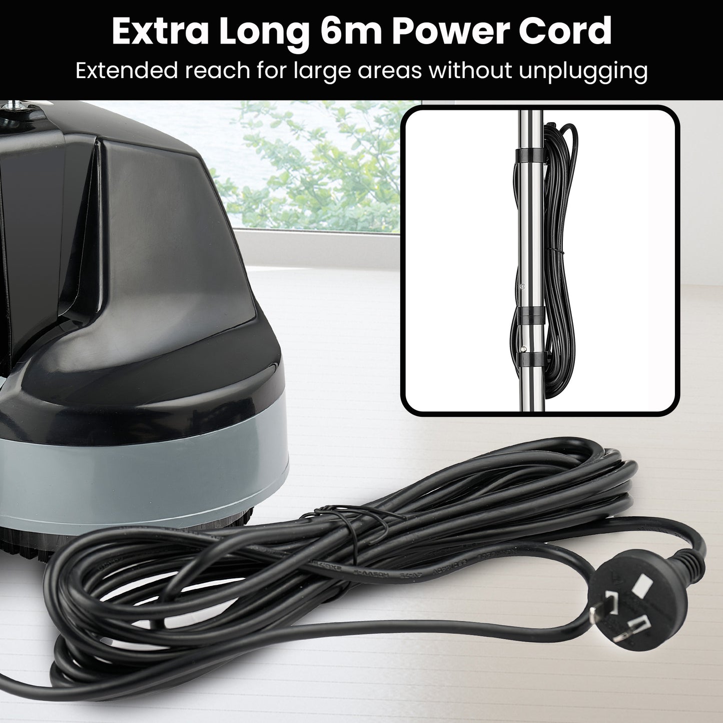 Kartrite Hauskeeper Gen2 5-in-1 Black Electric Floor Polisher Hard Waxer Buffer Scrubber Cleaner 240v With V240-FLR-POL-BK