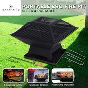 Wallaroo Portable Outdoor Fire Pit for BBQ, Grilling, Cooking, Camping V240-FPT-HP04