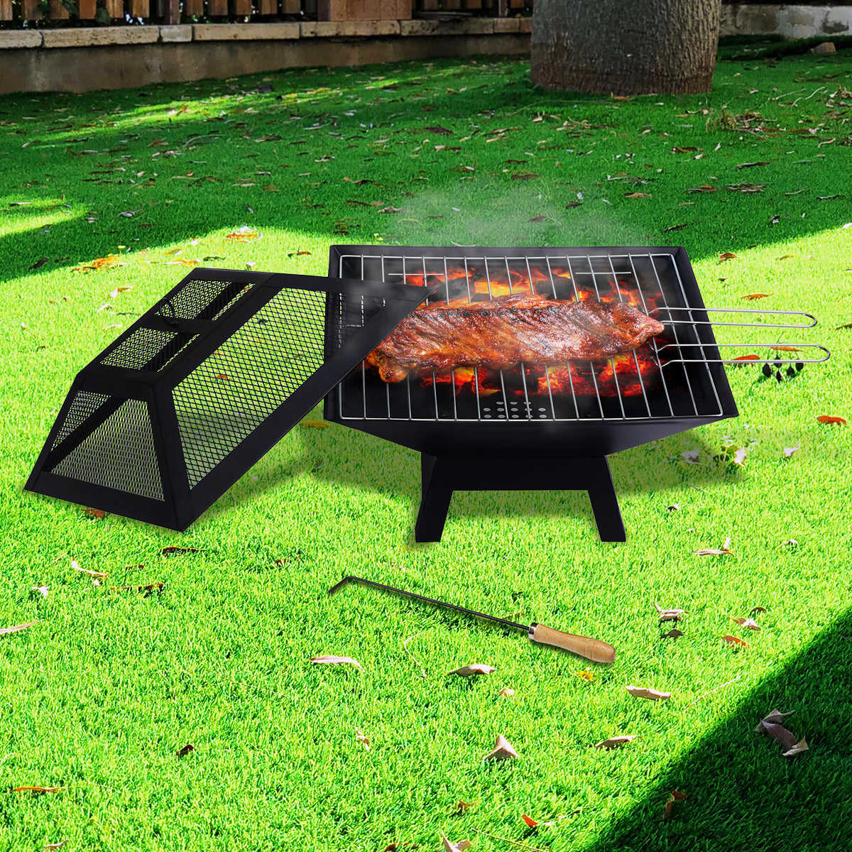 Wallaroo Portable Outdoor Fire Pit for BBQ, Grilling, Cooking, Camping V240-FPT-HP04