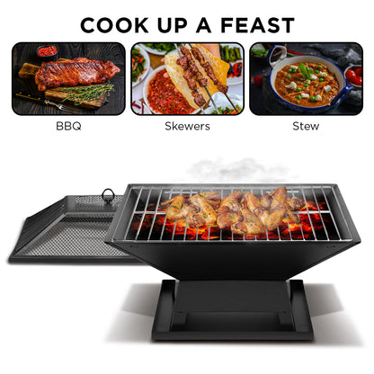 Wallaroo Portable Outdoor Fire Pit for BBQ, Grilling, Cooking, Camping V240-FPT-HP04