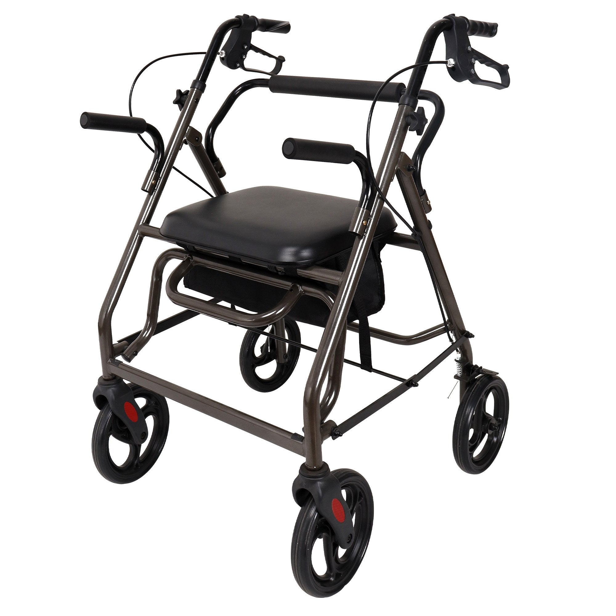 Orthonica Foldable Steel Frame Rollator Walker Lightweight Mobility Aid in Grey V240-FRW-MAS-01L-GY
