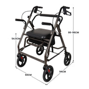 Orthonica Foldable Steel Frame Rollator Walker Lightweight Mobility Aid in Grey V240-FRW-MAS-01L-GY