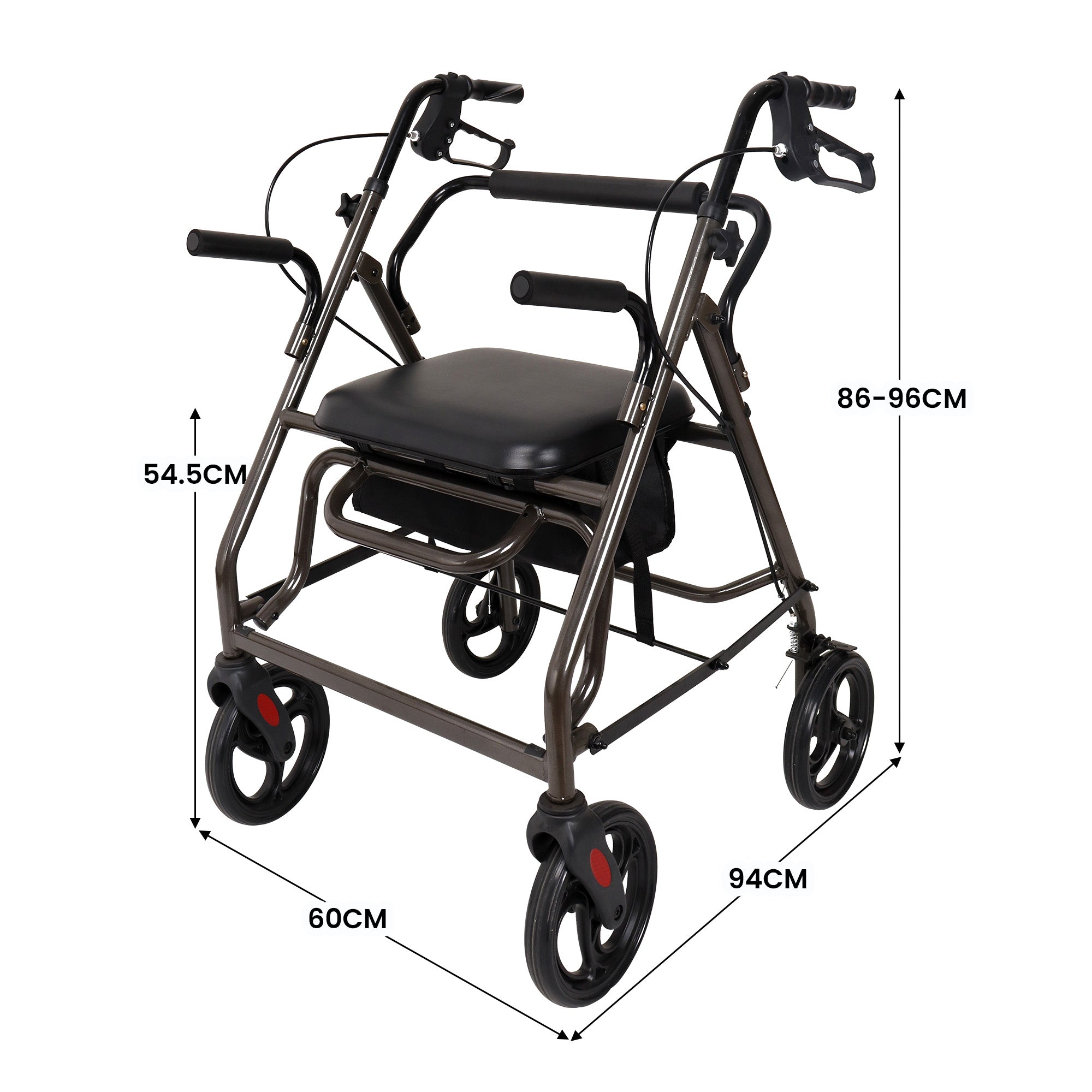 Orthonica Foldable Steel Frame Rollator Walker Lightweight Mobility Aid in Grey V240-FRW-MAS-01L-GY
