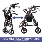 Orthonica Foldable Steel Frame Rollator Walker Lightweight Mobility Aid in Grey V240-FRW-MAS-01L-GY