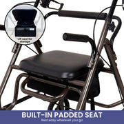 Orthonica Foldable Steel Frame Rollator Walker Lightweight Mobility Aid in Grey V240-FRW-MAS-01L-GY