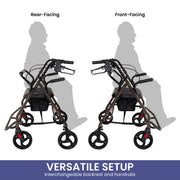 Orthonica Foldable Steel Frame Rollator Walker Lightweight Mobility Aid in Grey V240-FRW-MAS-01L-GY